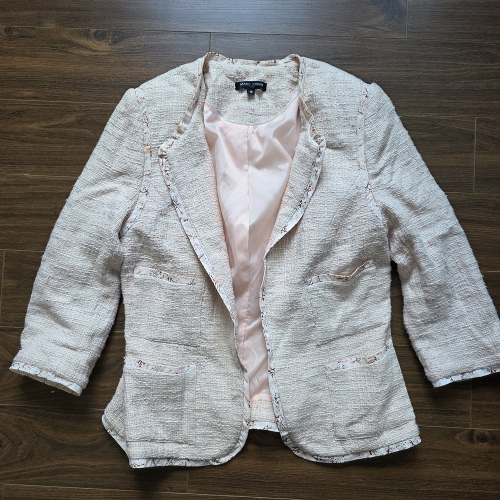 Women's Cream Textured Jacket